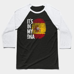 Spain Flag Fingerprint My Story DNA Spanish Baseball T-Shirt